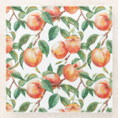 Perziken Fruit Glazen Onderzetter (Voorkant)