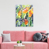 perziken fruit stilleven waterverf schilderij canvas afdruk (Insitu (Woonkamer))