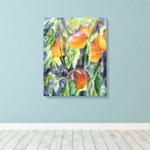 perziken fruit stilleven waterverf schilderij canvas afdruk (Insitu (Houten vloer))