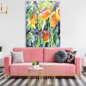 perziken fruit stilleven waterverf schilderij canvas afdruk (Insitu (Woonkamer))