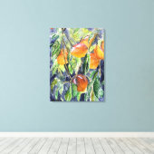 perziken fruit stilleven waterverf schilderij canvas afdruk (Insitu (Houten vloer))