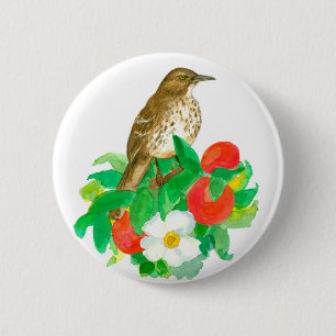 Perziken Fruitboom Cherokee Roos Bloemen Ronde Button 5,7 Cm