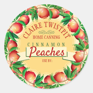 Perziken fruittaart vulling jam home inblikken lab ronde sticker