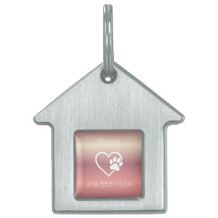 Perziken Gepersonaliseerde Hond ID Tag Naam & Tele Huisdieren Naamplaatje