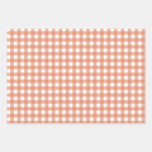 perziken & Gingham Mixed Patterns Inpakpapier Vel (Voorkant 2)
