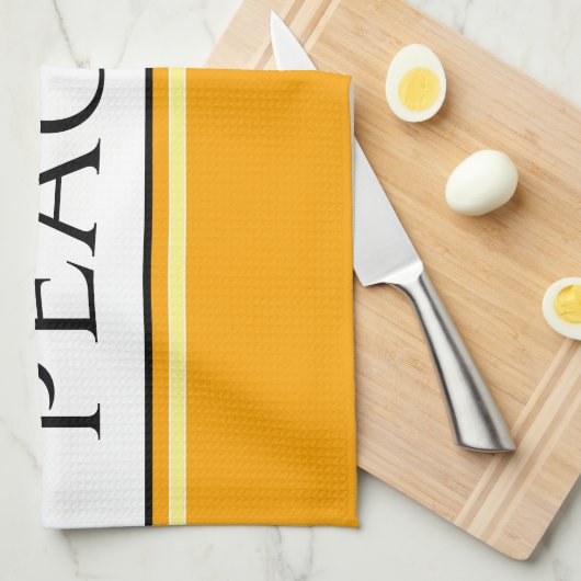 PERZIKEN Heldere Goudgeel Witte Strepen Theedoek (Quarter Fold)