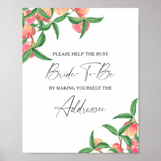 Perziken - help de drukke bruid Adres Poster (Voorkant)