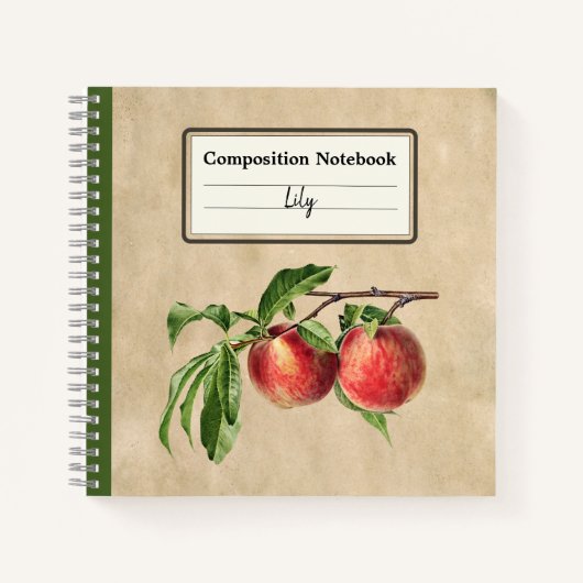  Perziken Illustratie Gepersonaliseerde Comp Notitieboek (Voorkant)