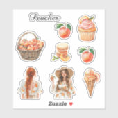 Perziken in een Mand Sticker (Vel)