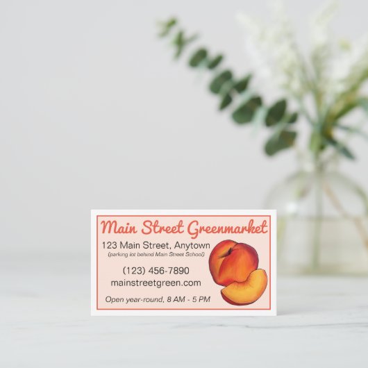 Perziken in het thuisconservenblikveld van perzike visitekaartje (Staand voorkant)