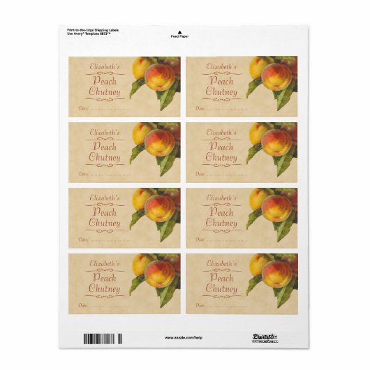 Perziken Inblikken label (Full Sheet)