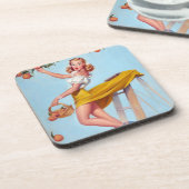 Perziken omhoog bier onderzetter (Linkerzijde)