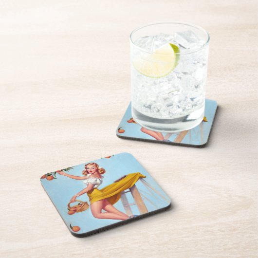 Perziken omhoog bier onderzetter (Rechterzijde)