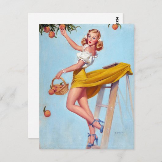 Perziken omhoog briefkaart (Voorkant / Achterkant)