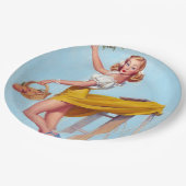 Perziken omhoog papieren bordje (Gekanteld)