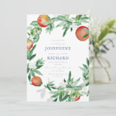 Perziken, ontwerp van de waterverf, voor huwelijks kaart (Staand voorkant)