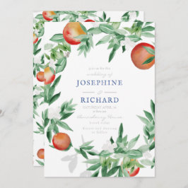 Perziken, ontwerp van de waterverf, voor huwelijks kaart