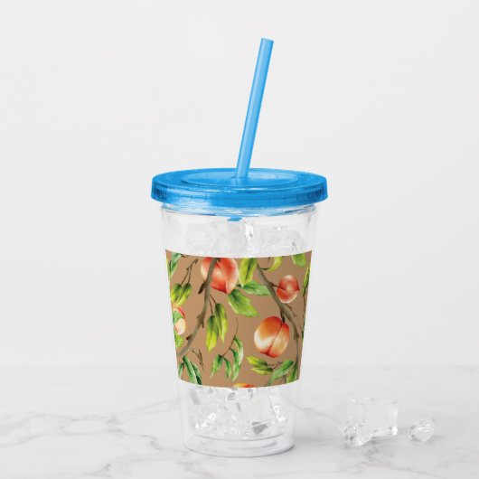 Perziken op de boom acryl drinkbeker (Achterkant ijs)