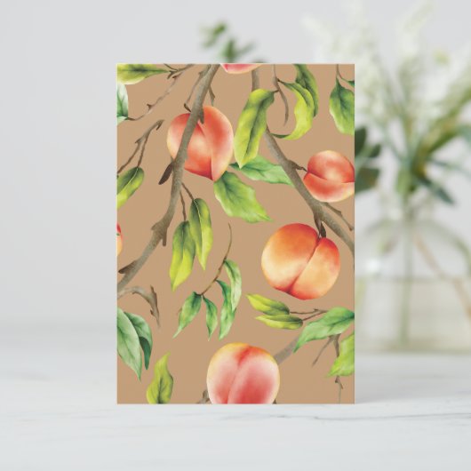 Perziken op de boom bedankkaart (Staand voorkant)