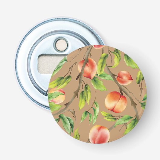 Perziken op de boom button flesopener (Voorkant)