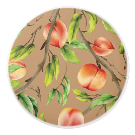 Perziken op de boom keramische knop (Voorkant)