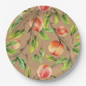 Perziken op de boom papieren bordje (Voorkant)