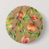 Perziken op de boom ronde button 7,6 cm (Voorkant)