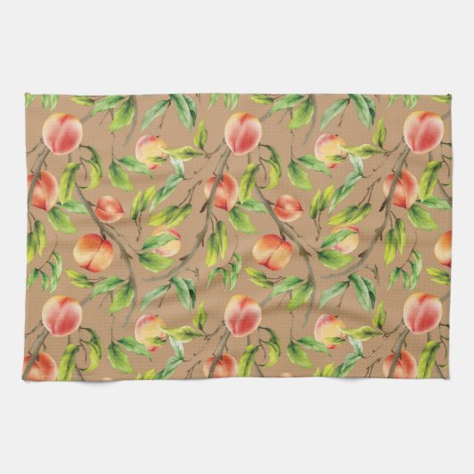 Perziken op de boom theedoek (Horizontaal)