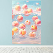 Perziken op Gespannen Canvas Print (Insitu (Houten vloer))