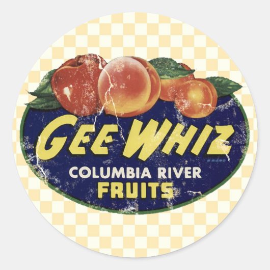 perziken op het etiket van fruit, Funny Gee Whiz (Voorkant)