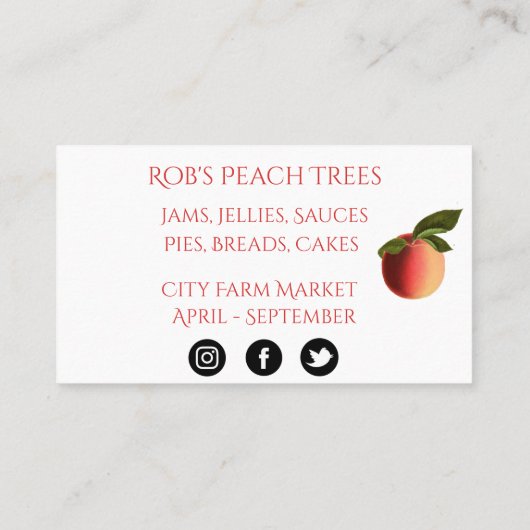 Perziken op  Kraft Background Visitekaartje (Achterkant)