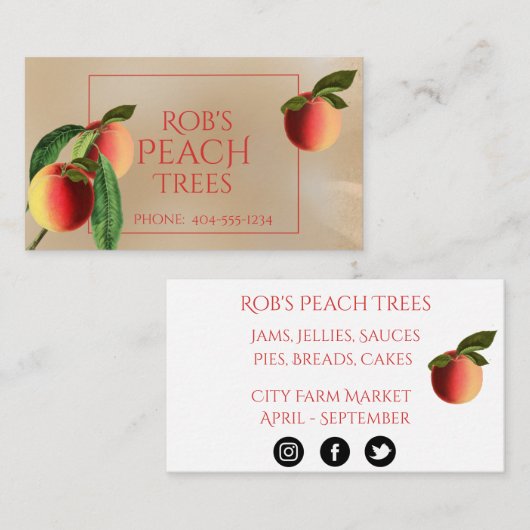 Perziken op Kraft Background Visitekaartje (Voorkant / Achterkant)