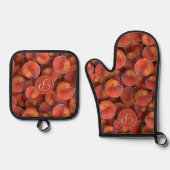 Perziken Pot Houder en Oven Mitt Set (Voorkant)