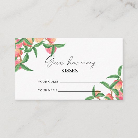 Perziken - raad hoeveel kussen bruids spel informatiekaartje (Voorkant)