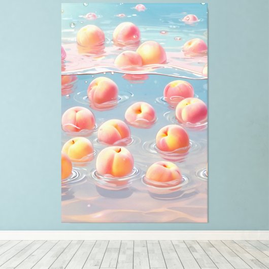 Perziken Uitgerekt Canvas Print (Insitu (Houten vloer))