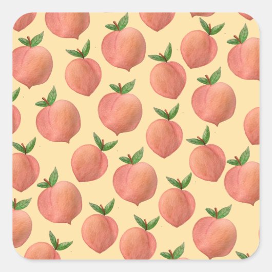 Perziken Vierkante Sticker (Voorkant)