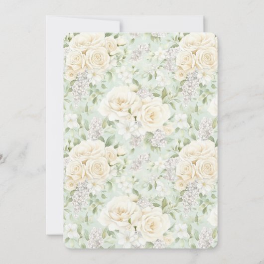 Perziken Vlinder Witte Bloemen Romantische bruilof Kaart (Achterkant)