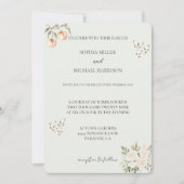 Perziken Vlinder Witte Bloemen Romantische bruilof Kaart (Voorkant)