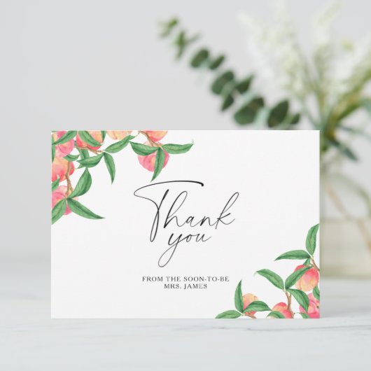 Perziken - vrijgezellenfeest bedankje kaart (Staand voorkant)