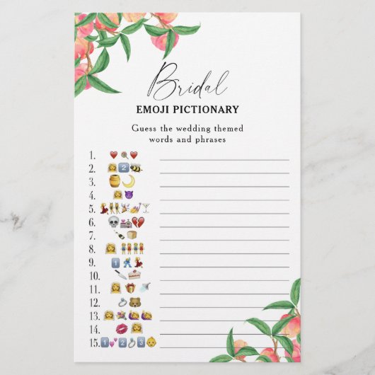 Perziken - vrijgezellenfeest emoji pictionary spel (Voorkant)