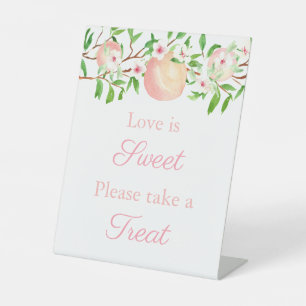 Perziken Vrijgezellenfeest Love is Sweet Tretable Reclamebord Met Voetstuk