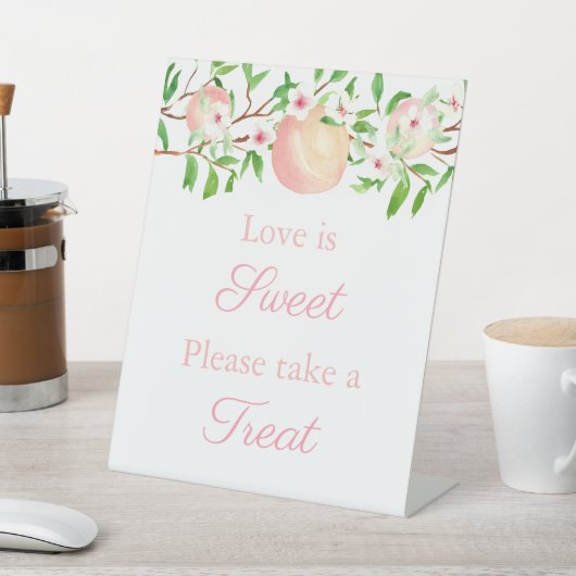 Perziken Vrijgezellenfeest Love is Sweet Tretable Reclamebord Met Voetstuk (Insitu)