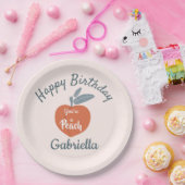 Perziken, vrolijke verjaardag, persoonlijke naam papieren bordje (Feest)