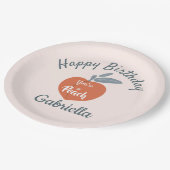 Perziken, vrolijke verjaardag, persoonlijke naam papieren bordje (Gekanteld)