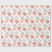 perziken vruchten gepersonaliseerde fruitbloemen t cadeaupapier (Vlak)