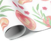 perziken vruchten gepersonaliseerde fruitbloemen t cadeaupapier (Rol Hoek)