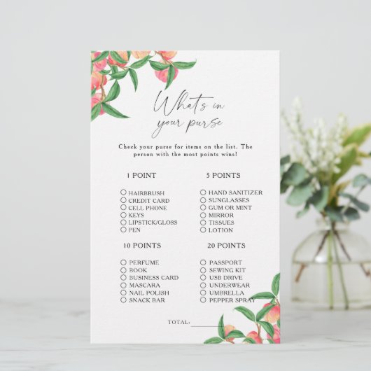 Perziken - Wat zit er in je tas spel (Staand voorkant)