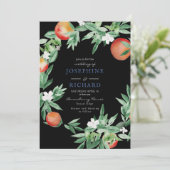 Perziken, waterverf ontwerp, middernacht zwart kaart (Staand voorkant)