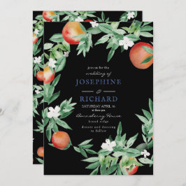 Perziken, waterverf ontwerp, middernacht zwart kaart