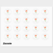 Perzikenadreslabel Waterverf Daisy Flower Ronde Sticker (Vel)